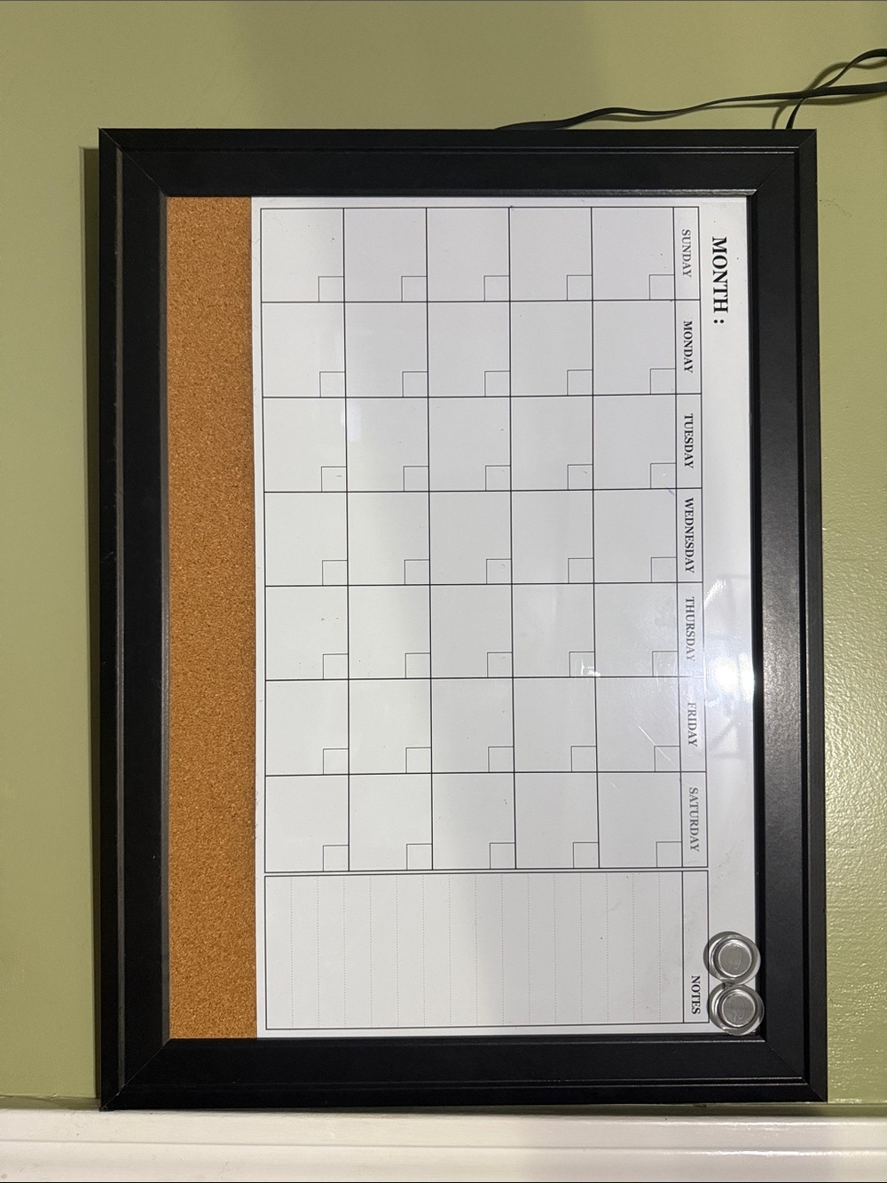 White board calendar